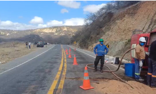 BR-230 na Serra de Santa Luzia segue interditada após tombamento de caminhão-tanque
