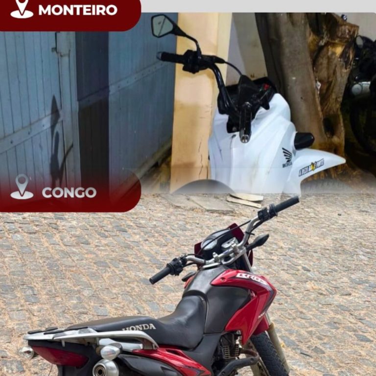Polícia Militar apreende motocicletas adulteradas e conduz suspeitos à delegacia, nas cidades de Monteiro e Congo