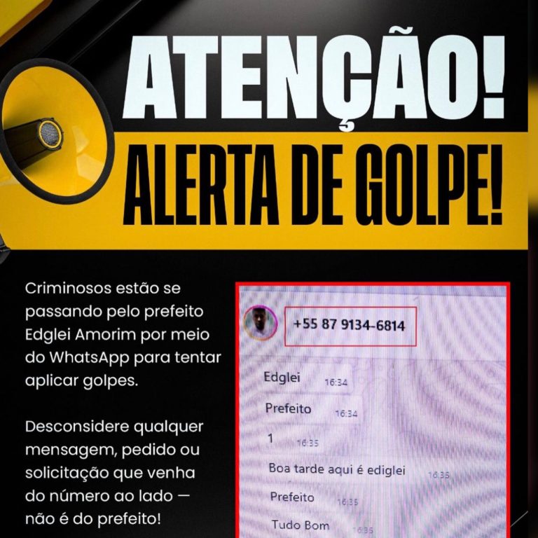 Prefeito Edglei Amorim alerta para golpe em seu nome através do WhatsApp