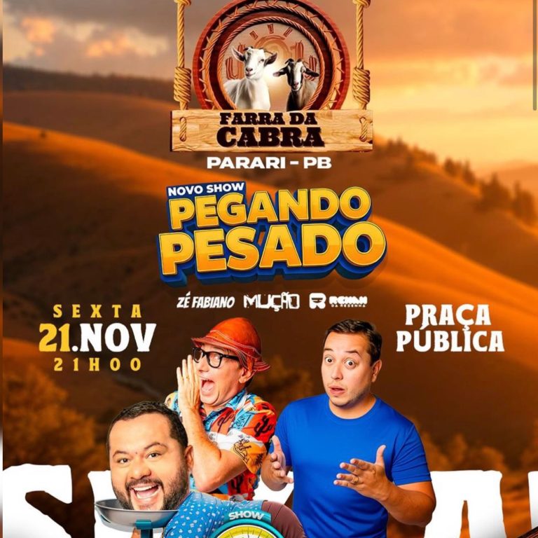 Show de humor “Pegando Pesado” abre a programação da 1ª Farra da Cabra em Parari