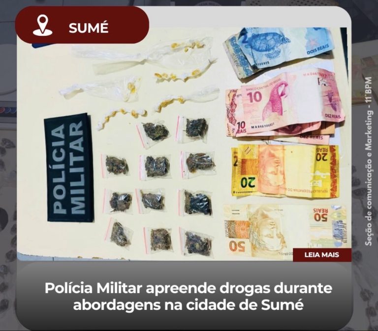 Polícia Militar apreende drogas durante ação na Vila Zé Dário, em Sumé