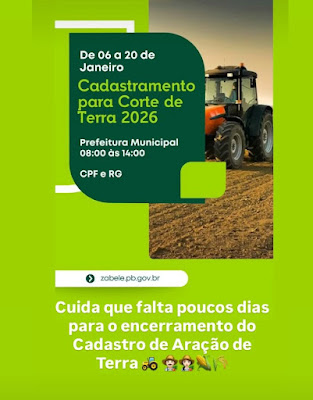 Prefeitura de Zabelê reforça apoio ao homem do campo com cadastramento para corte de terra 2026