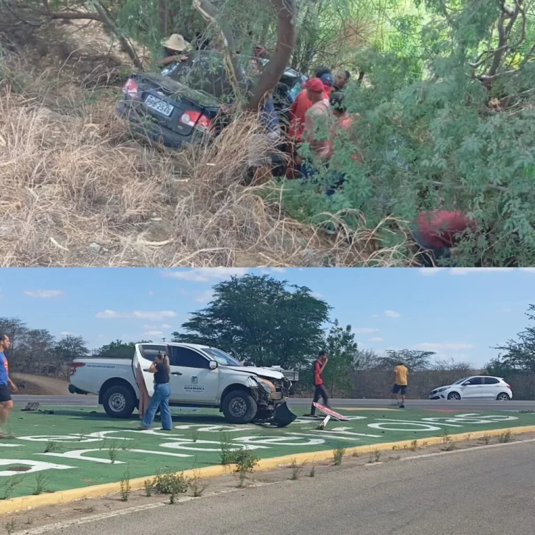 Grave acidente na região do Cariri deixa uma mulher morta em colisão entre carros na BR-104