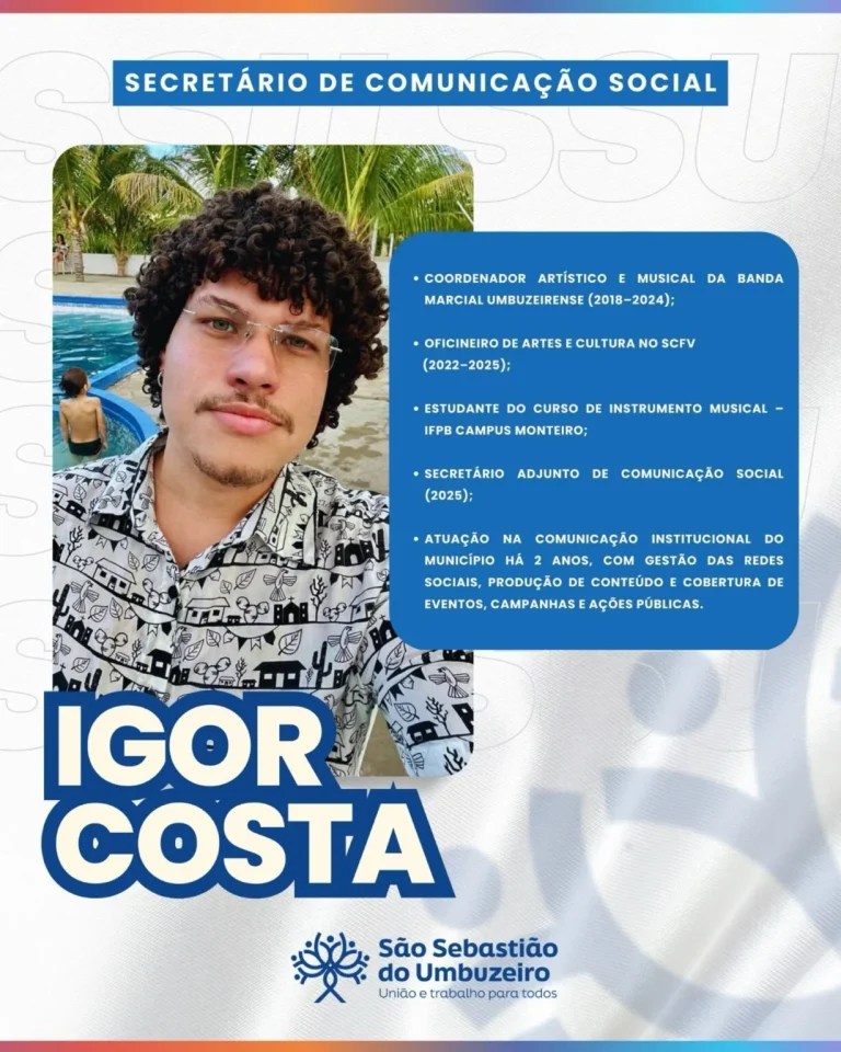 Prefeitura de São Sebastião do Umbuzeiro oficializa Igor Costa como novo secretário de Comunicação Social